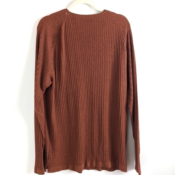 BACHRACH Burnt Orange V Neck Textured Unisex Sweater XL - Picture 11 of 12
